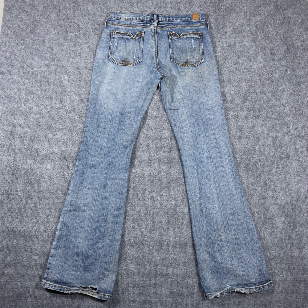 Y2K Hint Jeans Bootcut Jeans Women 5 Blue Low Rise Studded Distressed McBling